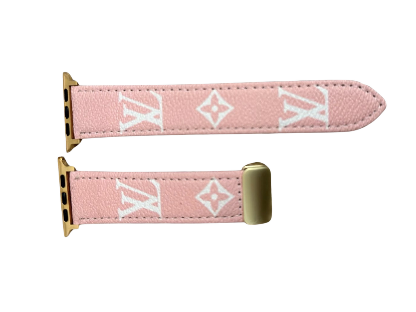 PINK LEATHER CANVAS LUXURY APPLE WATCH STRAP