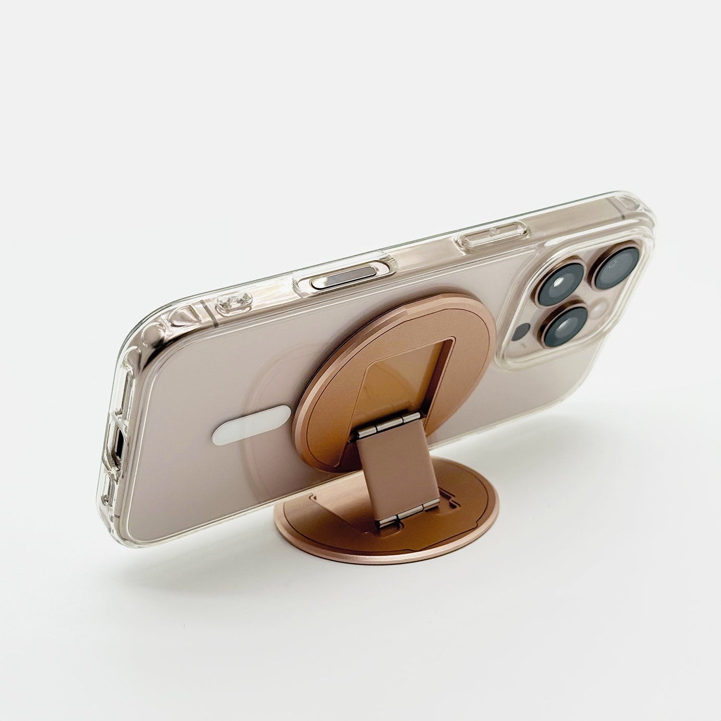 iPhone 17 Pro MagSafe HD Clear Case with Grippit Leather Grip Stand