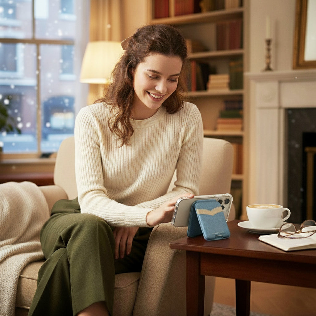 iPhone 17 Pro HD Clear Case + Leather MagSafe Wallet Stand with Mirror