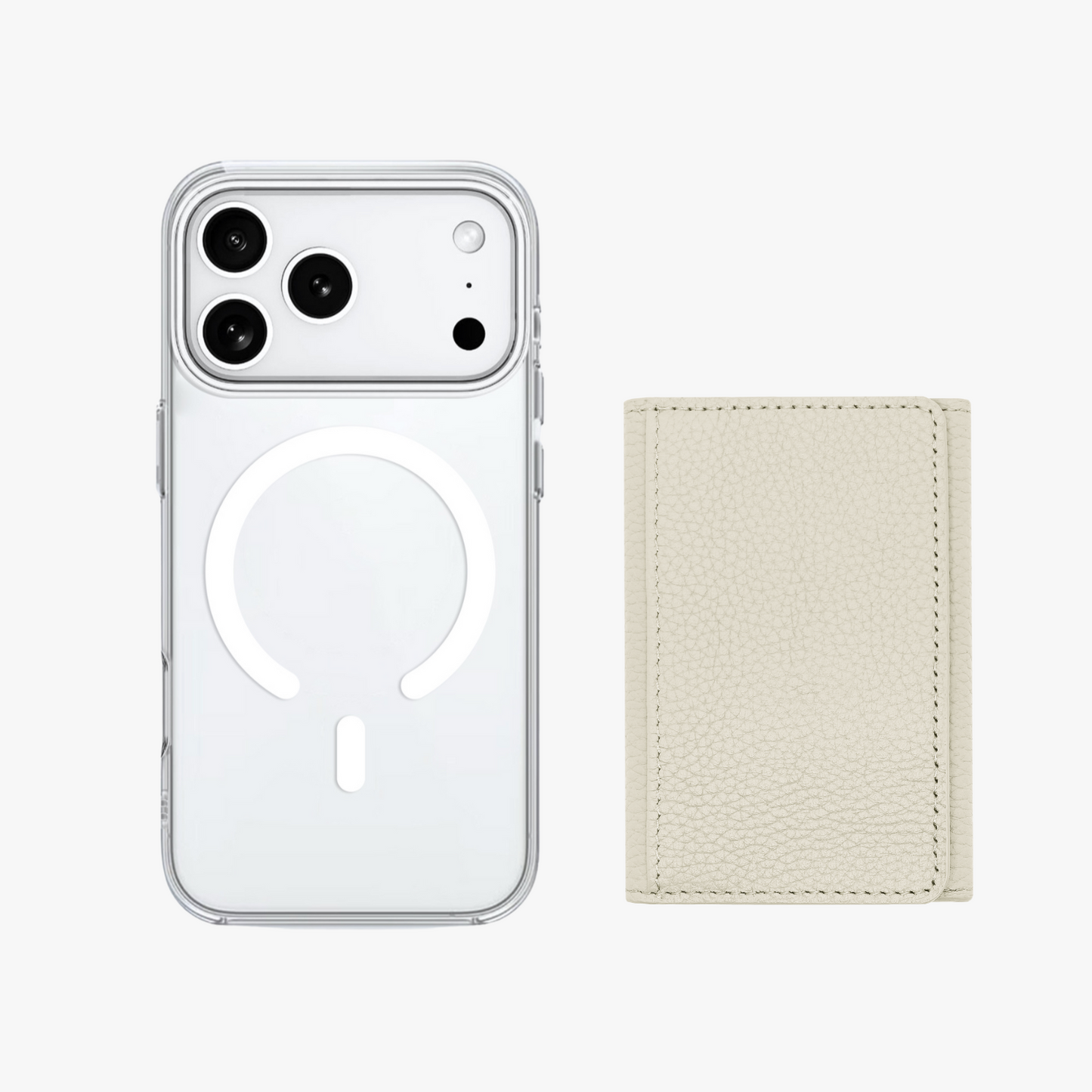 iPhone 17 Pro HD Clear Case with MagSafe Trifold Wallet Set