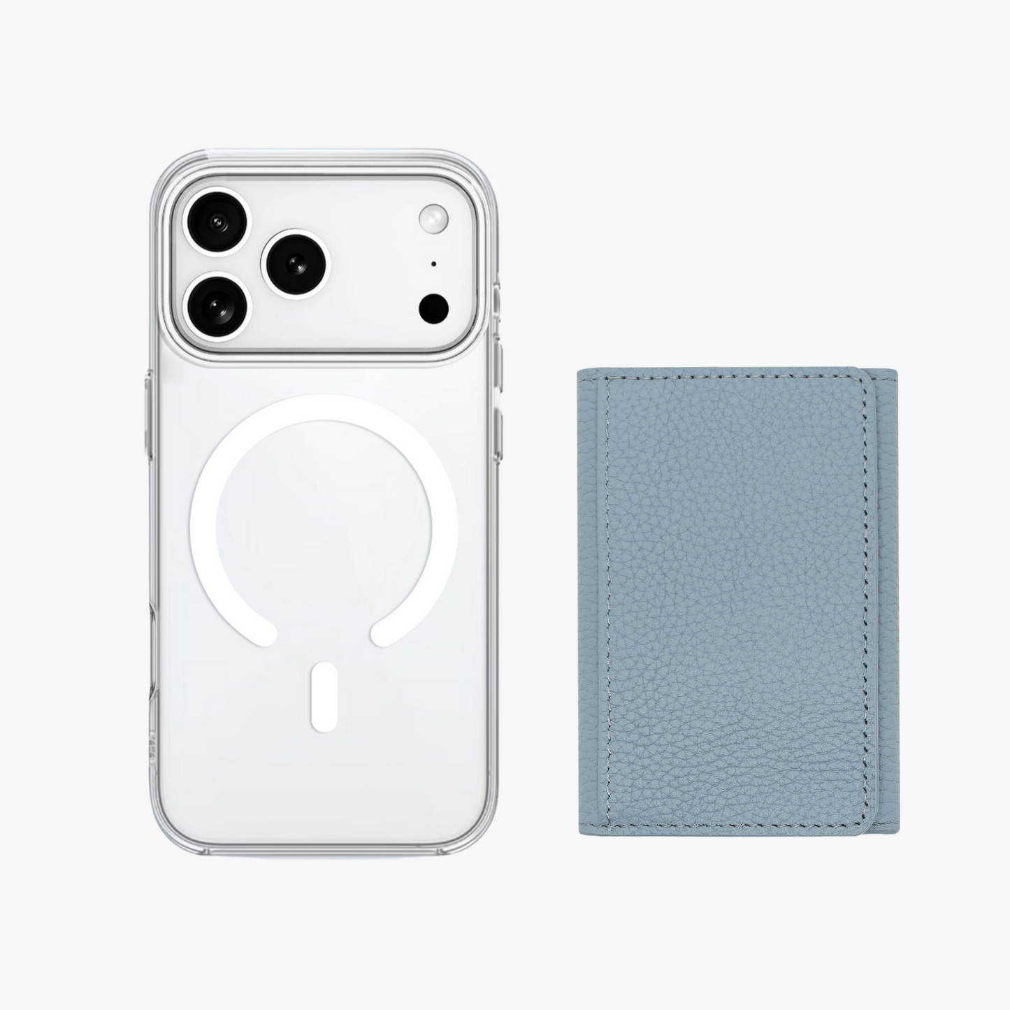 iPhone 17 Pro HD Clear Case with MagSafe Trifold Wallet Set