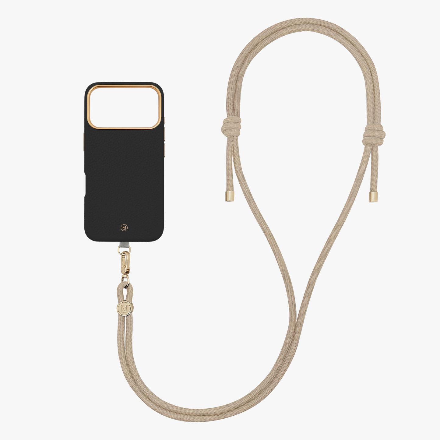 iPhone 17 Pro Leather MagSafe Case with Crossbody Rope Strap