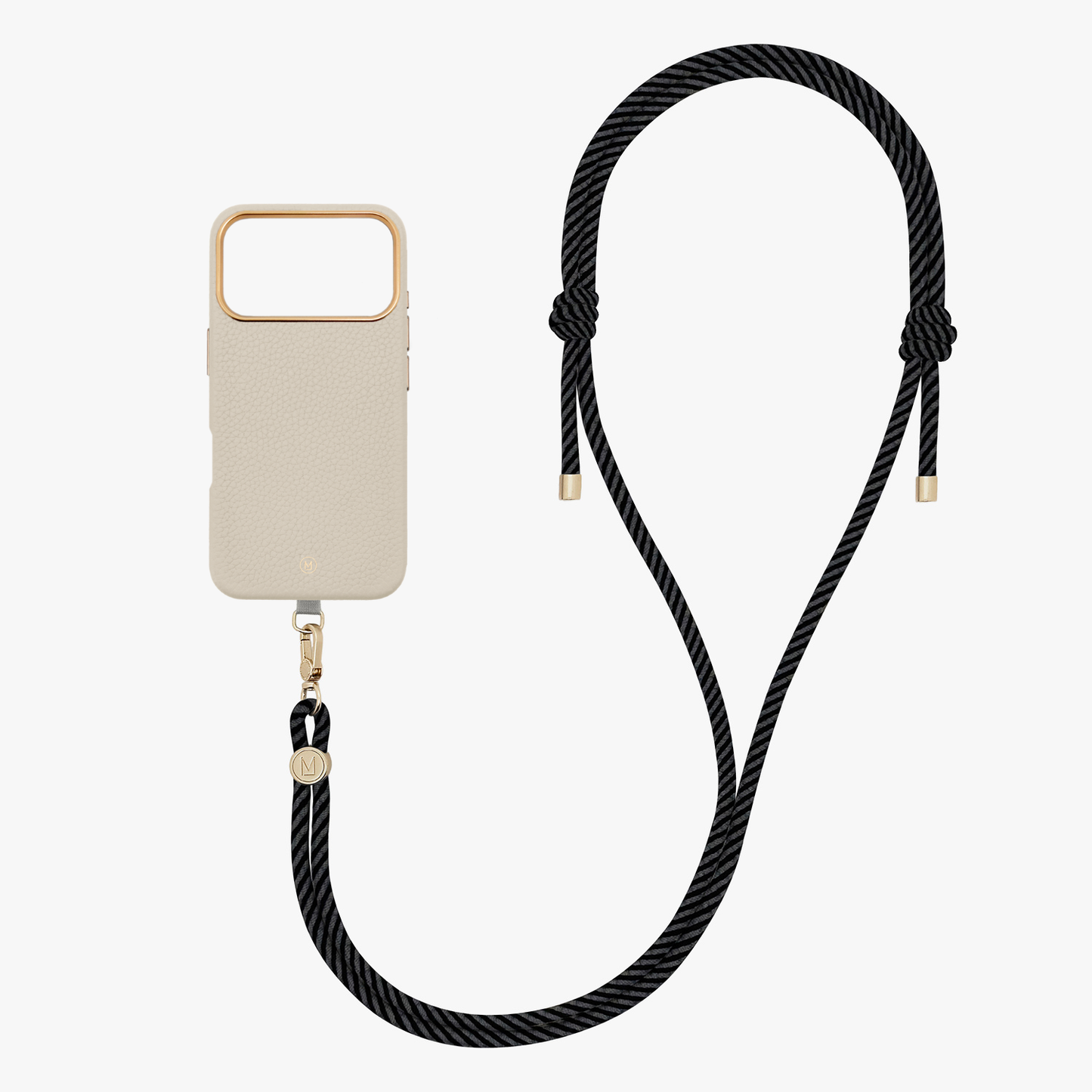 iPhone 17 Pro Leather MagSafe Case with Crossbody Rope Strap