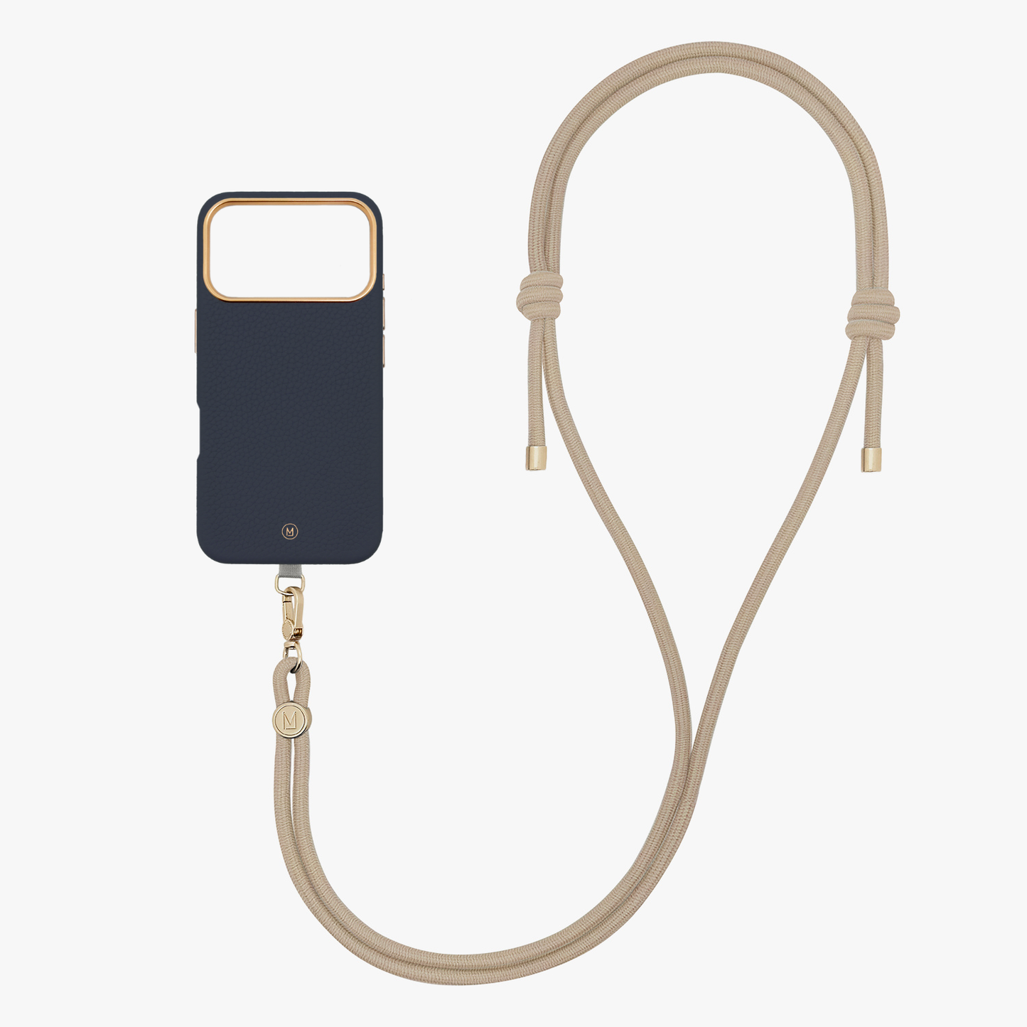 iPhone 17 Pro Leather MagSafe Case with Crossbody Rope Strap