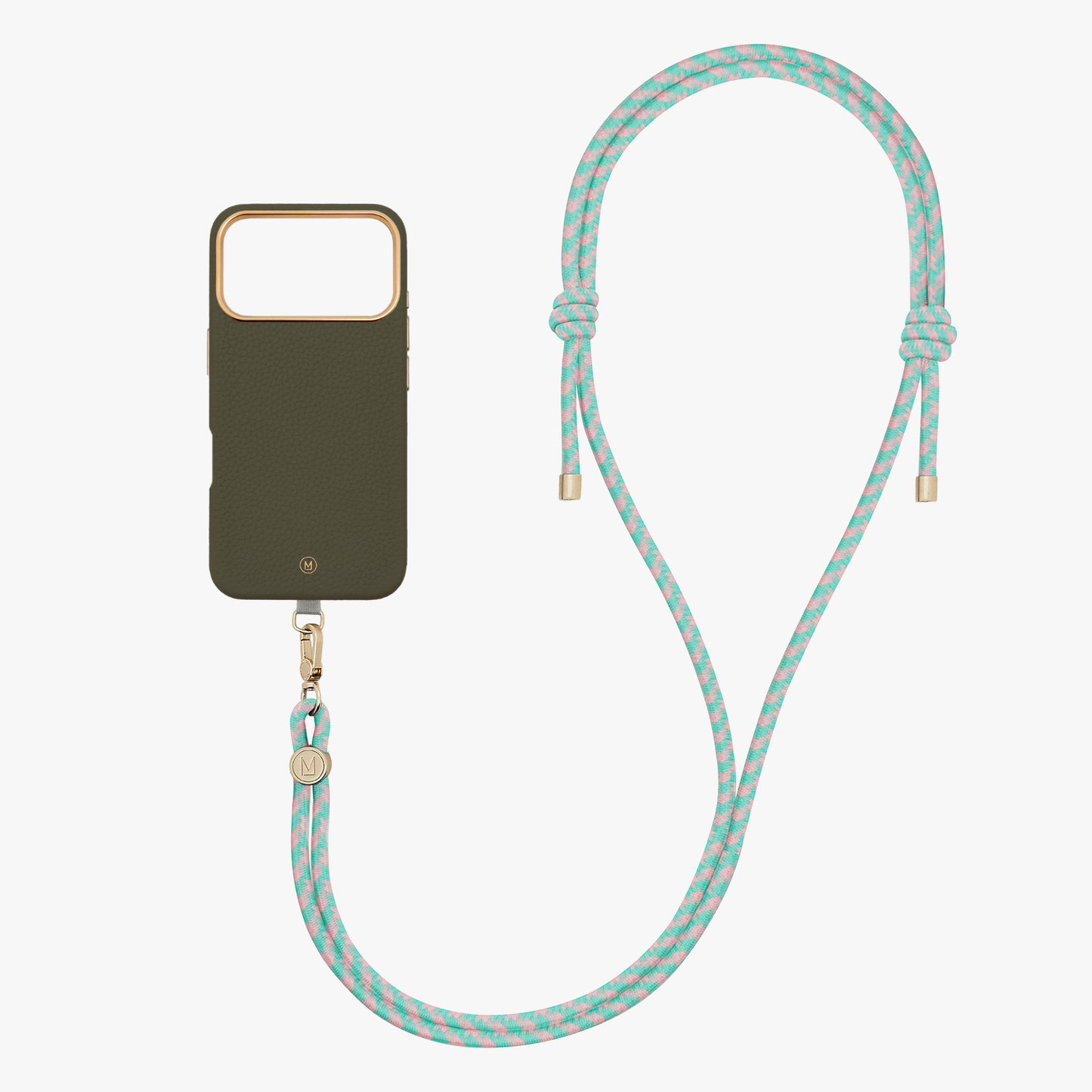 iPhone 17 Pro Leather MagSafe Case with Crossbody Rope Strap