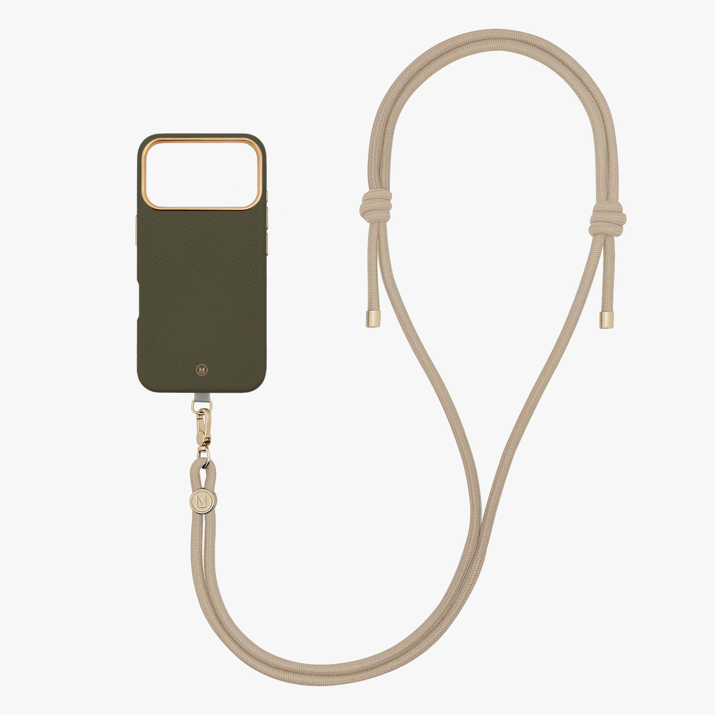 iPhone 17 Pro Leather MagSafe Case with Crossbody Rope Strap