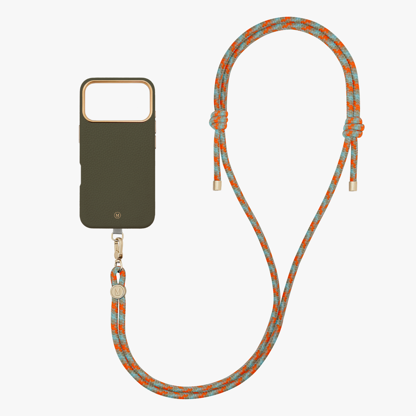 iPhone 17 Pro Leather MagSafe Case with Crossbody Rope Strap