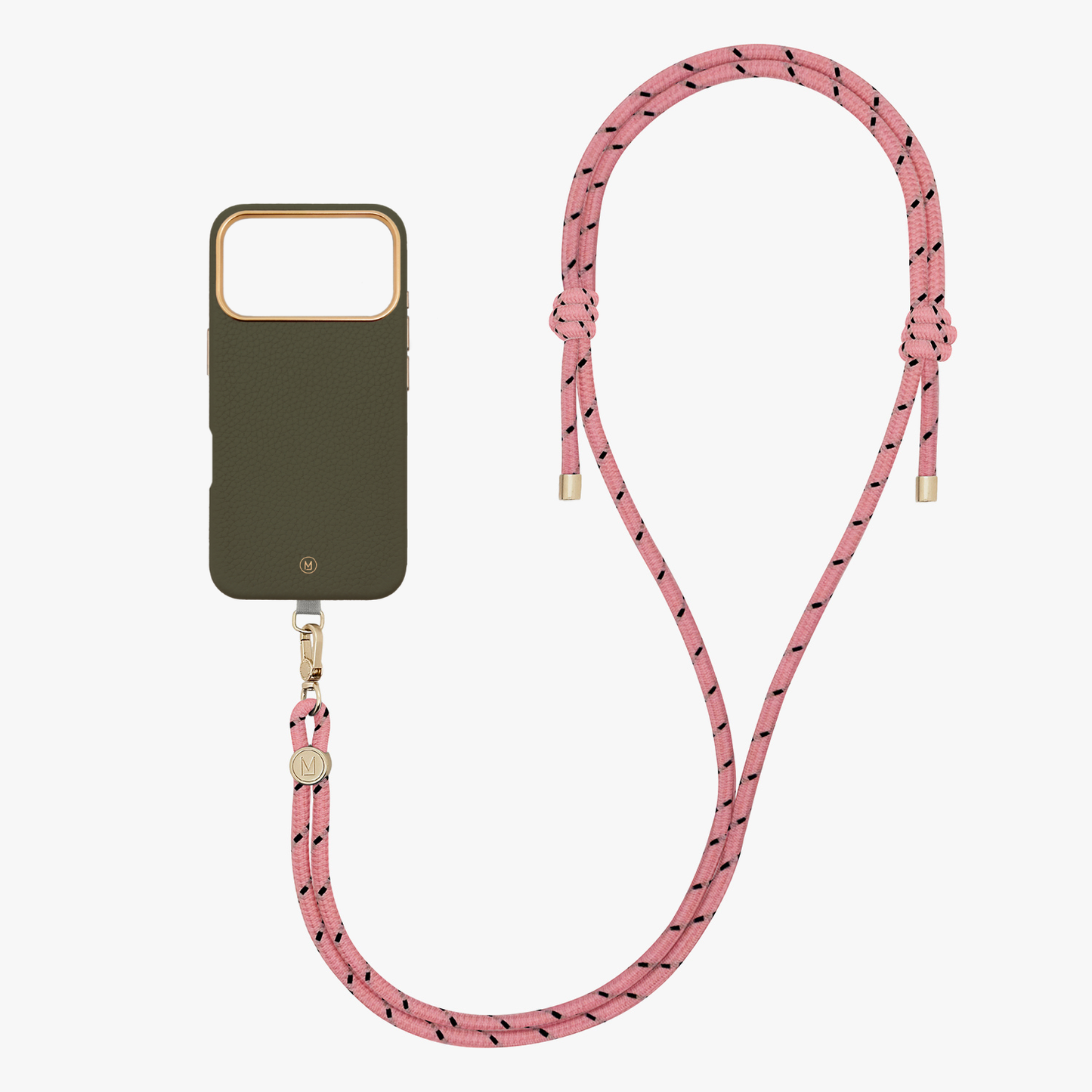 iPhone 17 Pro Leather MagSafe Case with Crossbody Rope Strap