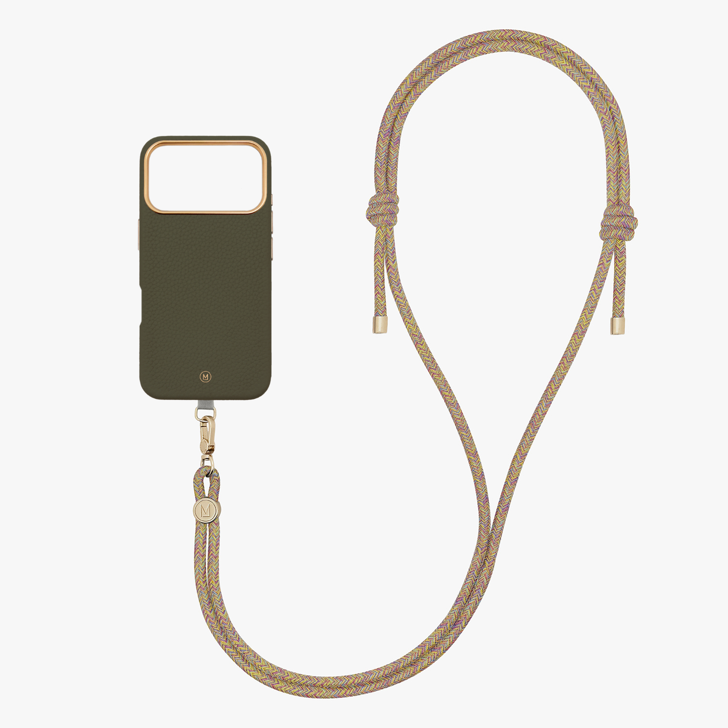 iPhone 17 Pro Leather MagSafe Case with Crossbody Rope Strap