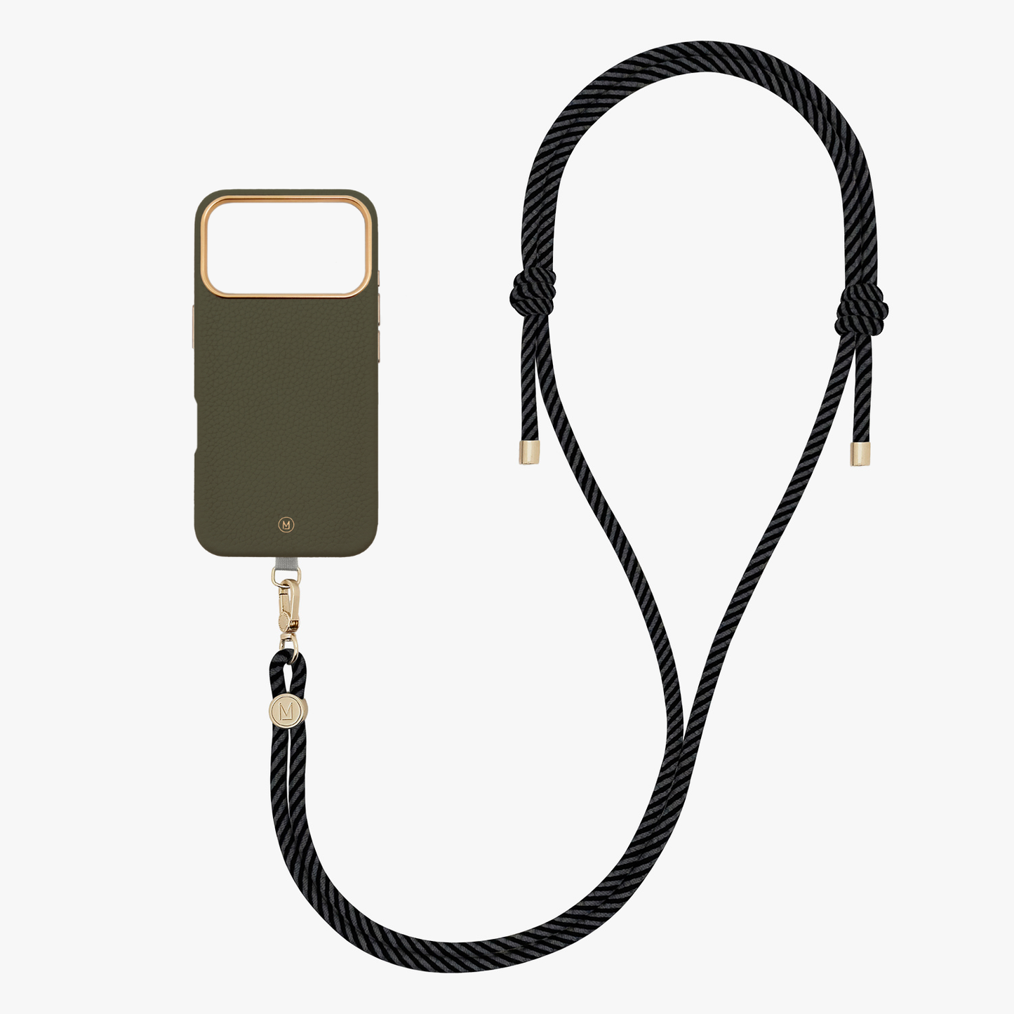 iPhone 17 Pro Leather MagSafe Case with Crossbody Rope Strap