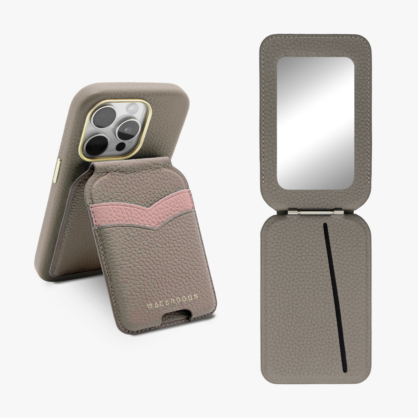 iPhone 17 Pro Leather MagSafe Case + Leather MagSafe Wallet Stand with Mirror