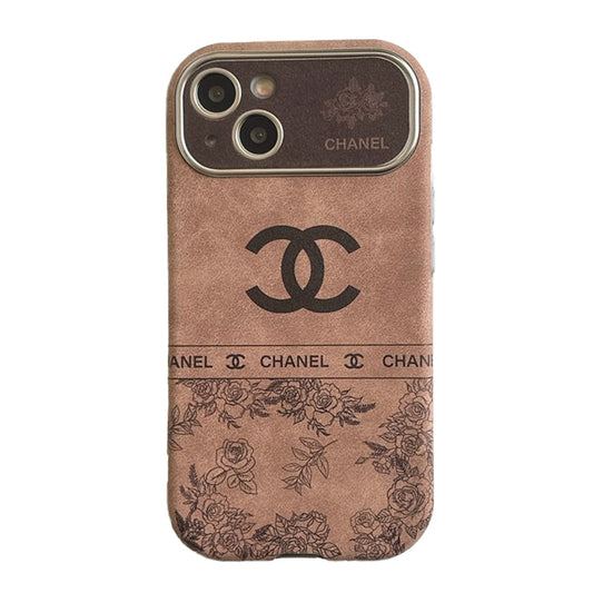 CC White & Brown Color Leather iPhone Case