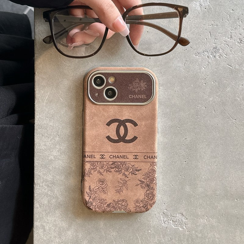 CC White & Brown Color Leather iPhone Case