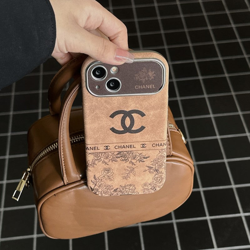CC White & Brown Color Leather iPhone Case