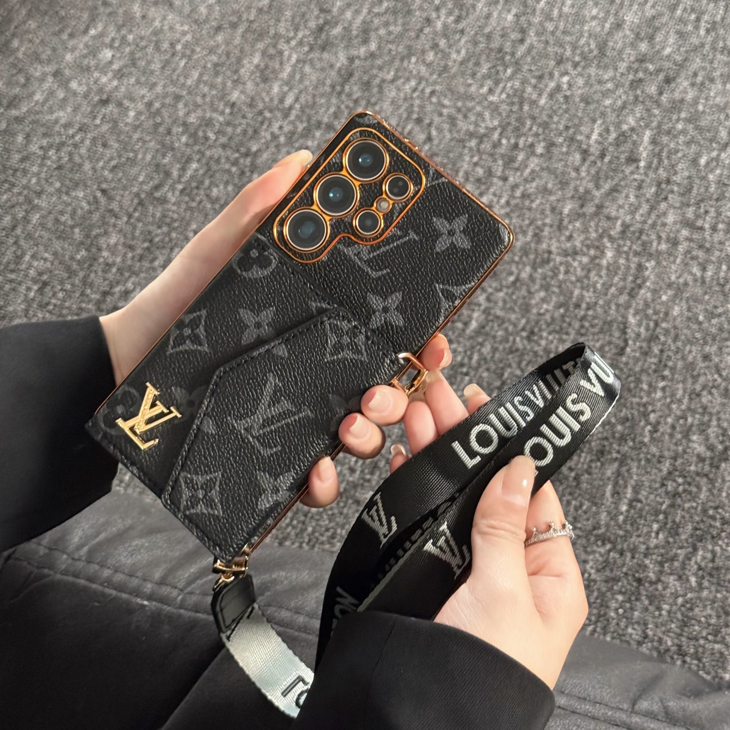 Advanced Leather Samsung Phone Case with Wallet and Strap.