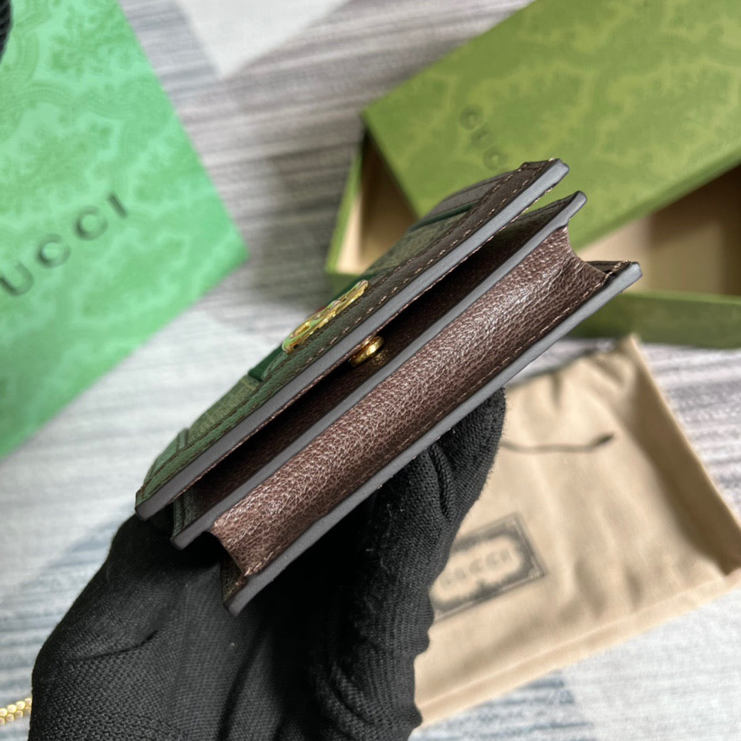 Ophidia Card Case Wallet Supreme Canvas Beige For Women‎ 4.3in/11cm 523155 96IWG 8745