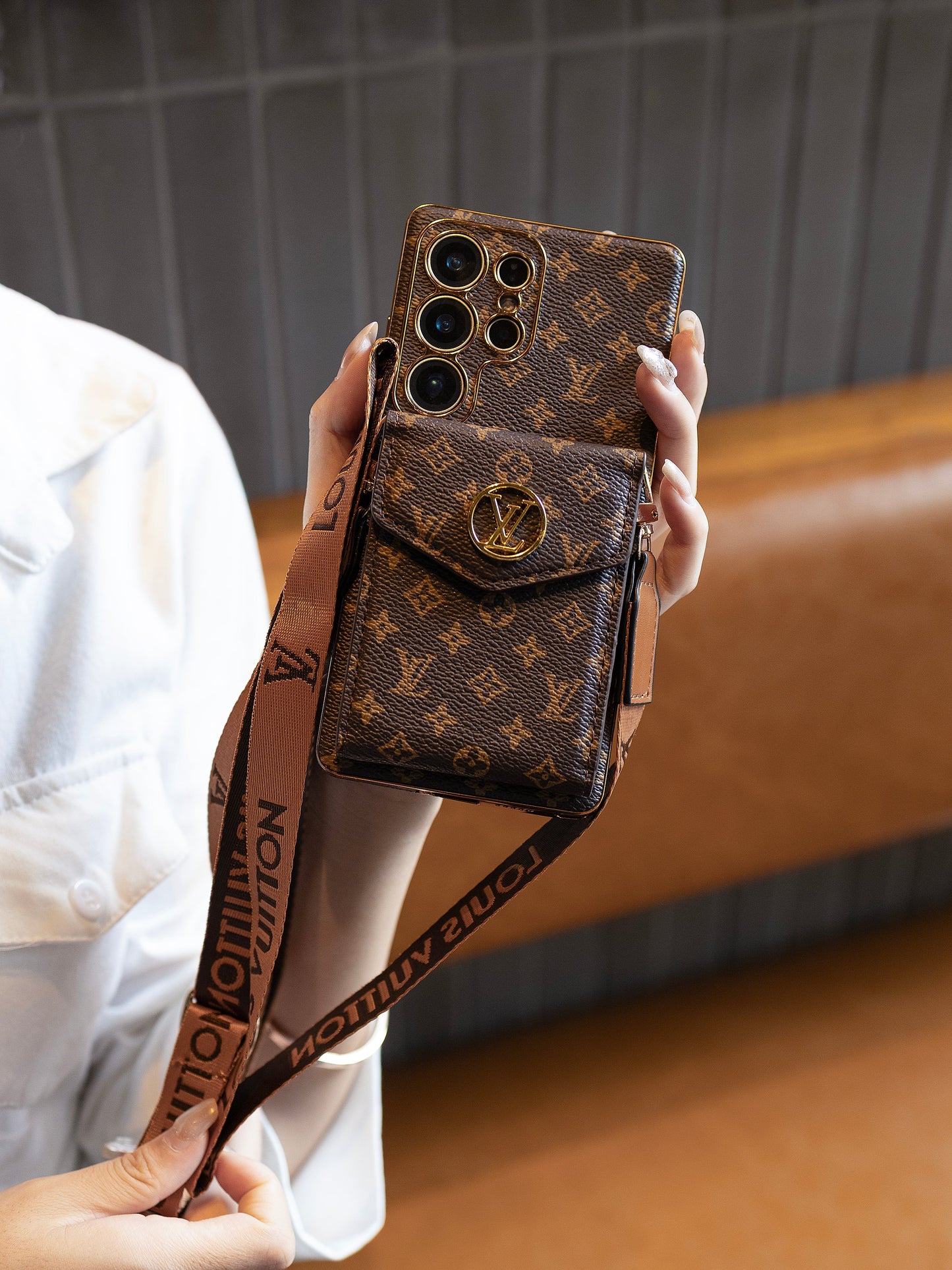 Advanced Leather Samsung Phone Case with Wallet and Strap.