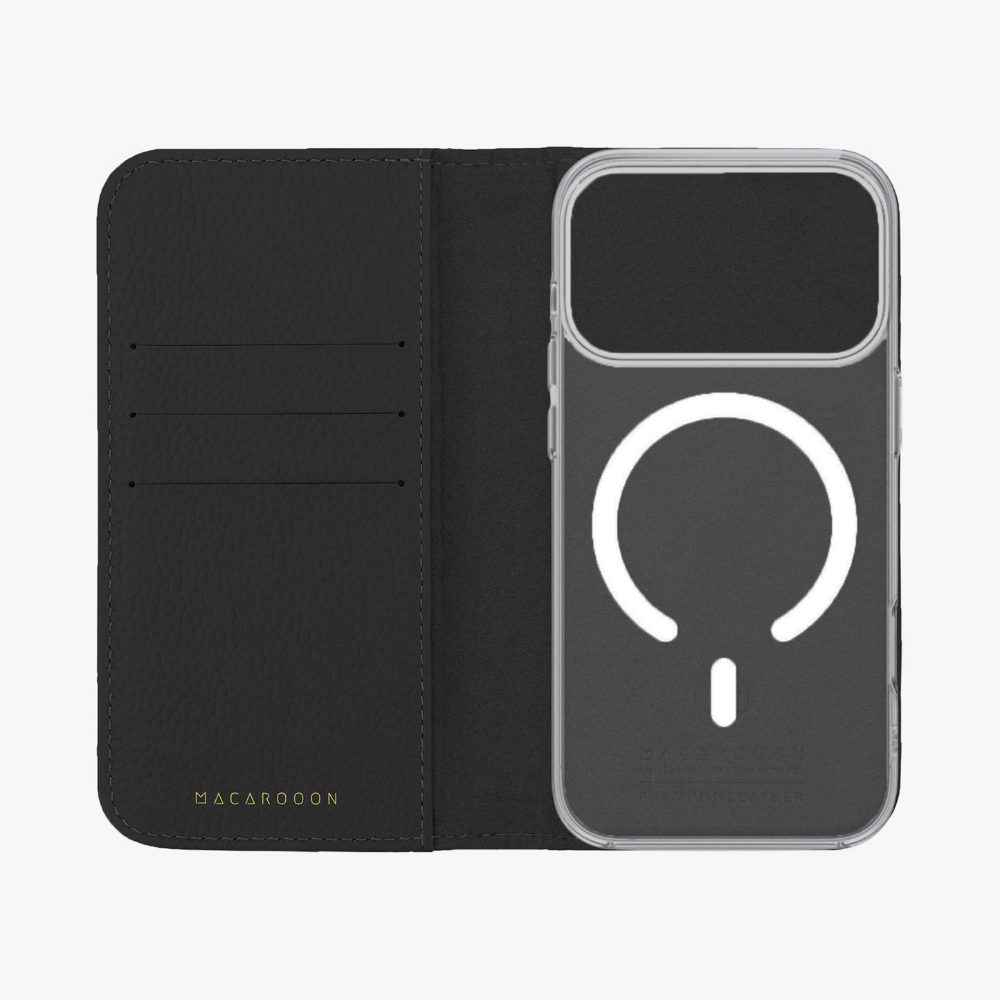 iPhone 17 Pro MagSafe Leather Flip Cover with Clear Case