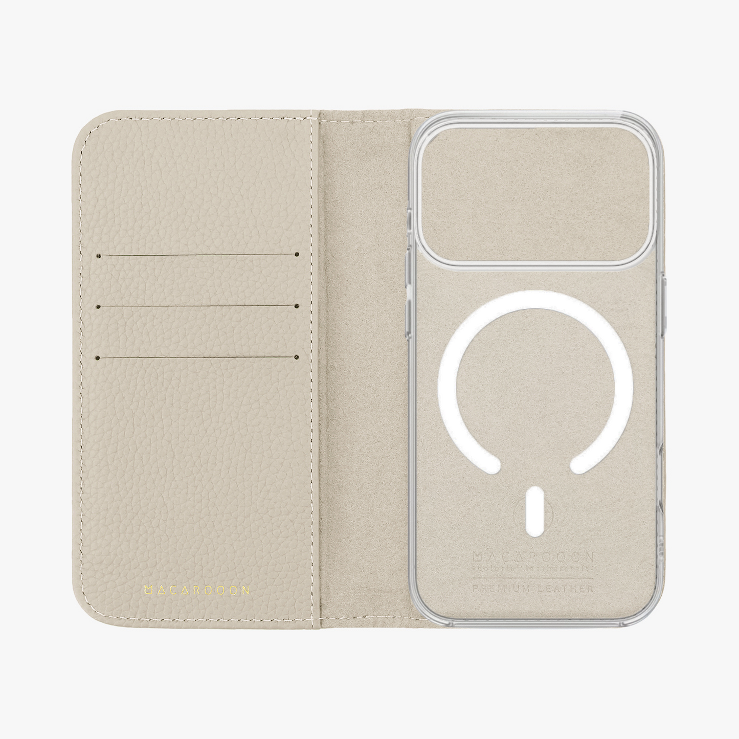 iPhone 17 Pro MagSafe Leather Flip Cover with Clear Case