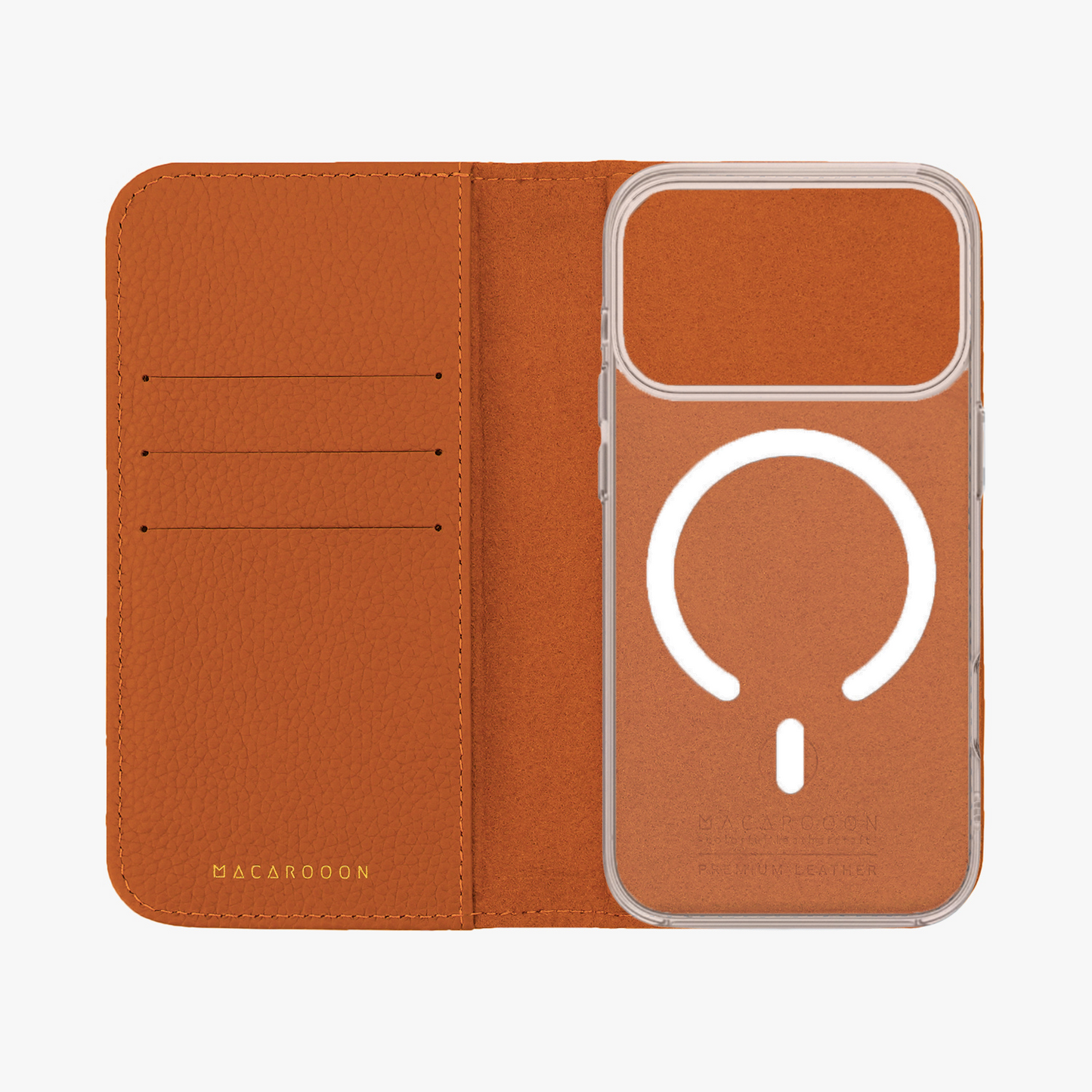 iPhone 17 Pro MagSafe Leather Flip Cover with Clear Case