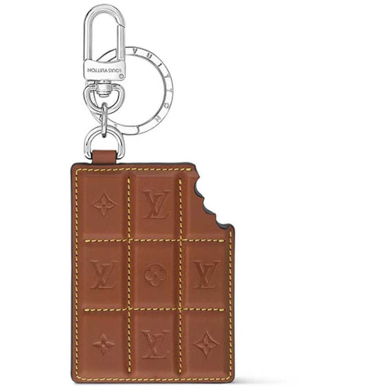 Chocolate Candy Bar LV Purse Charm Leather Keychain Wristlet