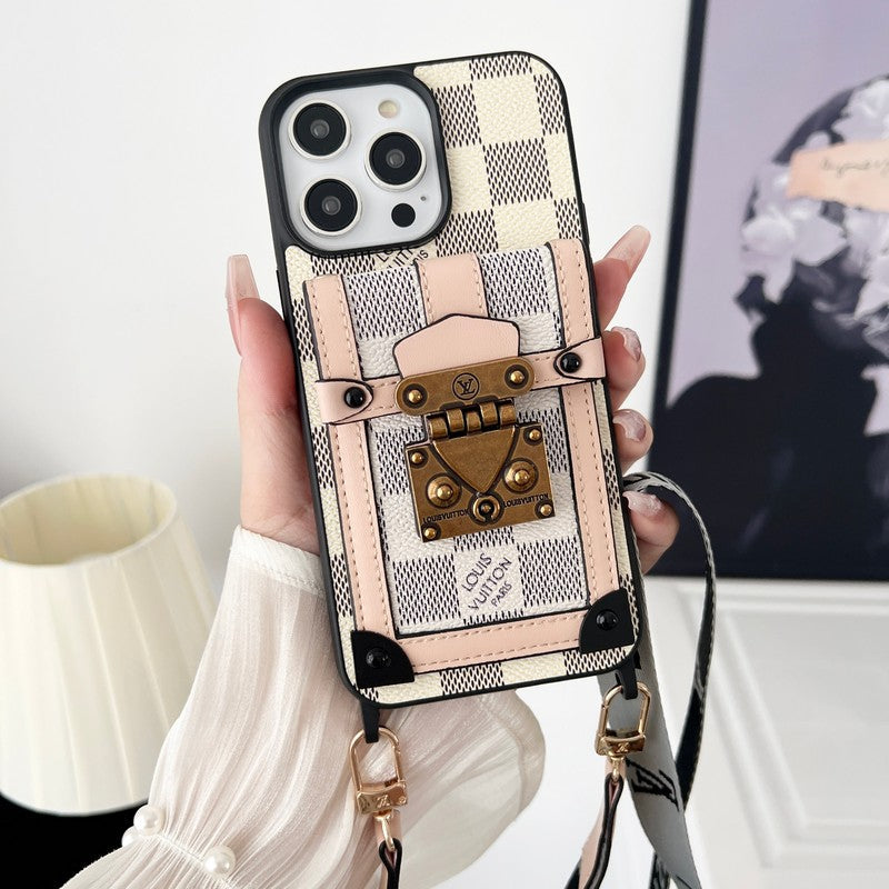 Lou Black & White Crossbody Chain iPhone Case