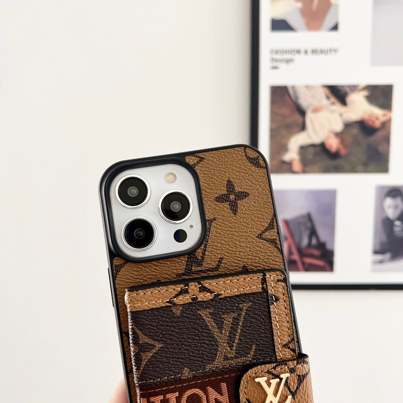 Lou Card Bag Chain Classic Brown iPhone Case