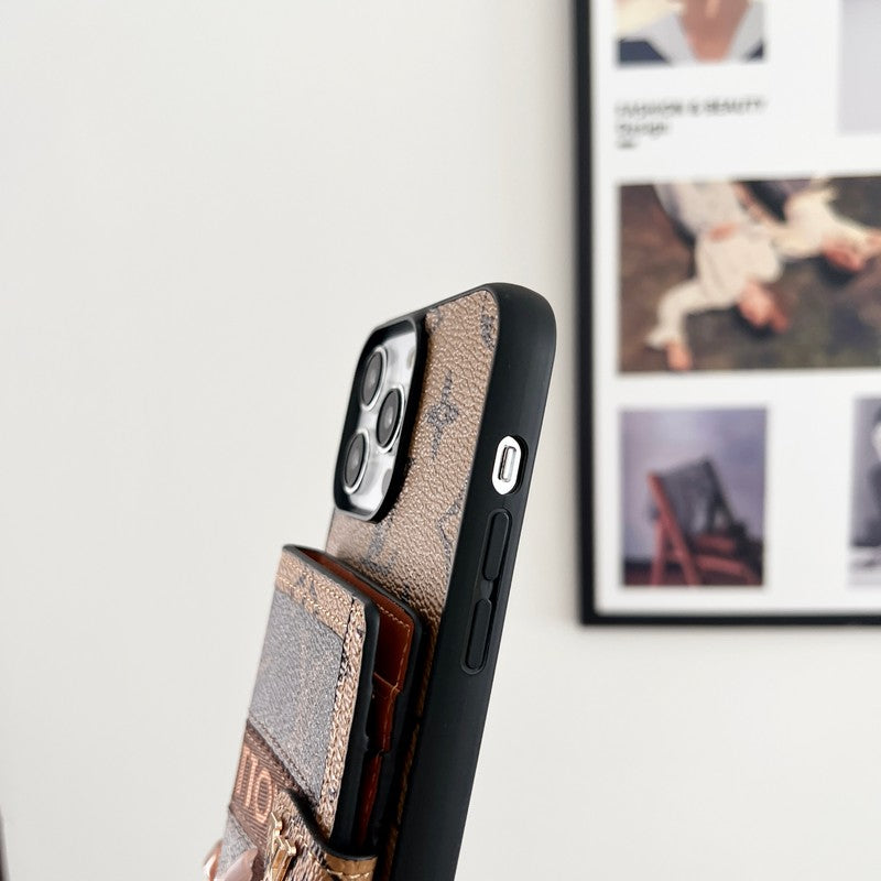 Lou Card Bag Chain Classic Brown iPhone Case