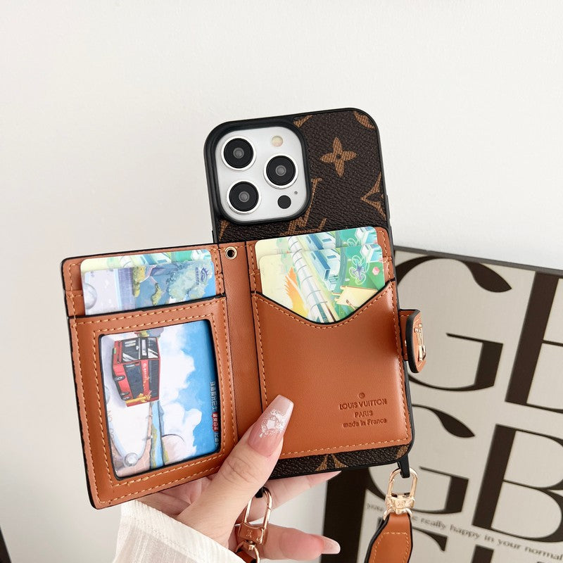 Lou Card Bag Chain Classic Brown iPhone Case