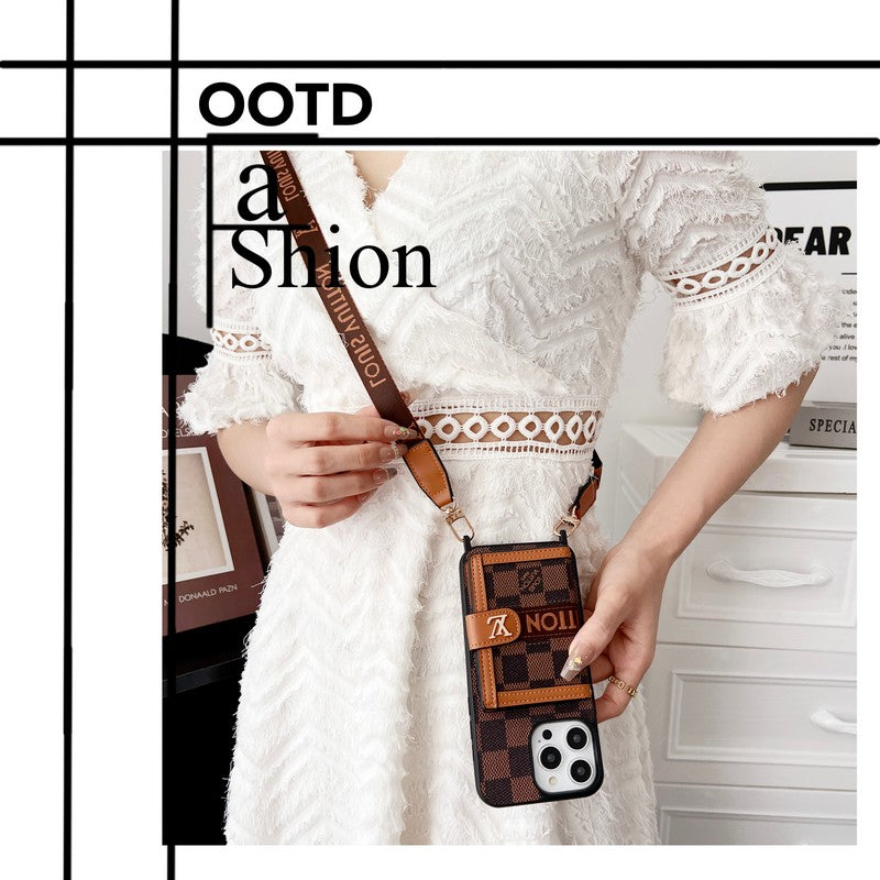 Lou Card Bag Chain Classic Brown iPhone Case