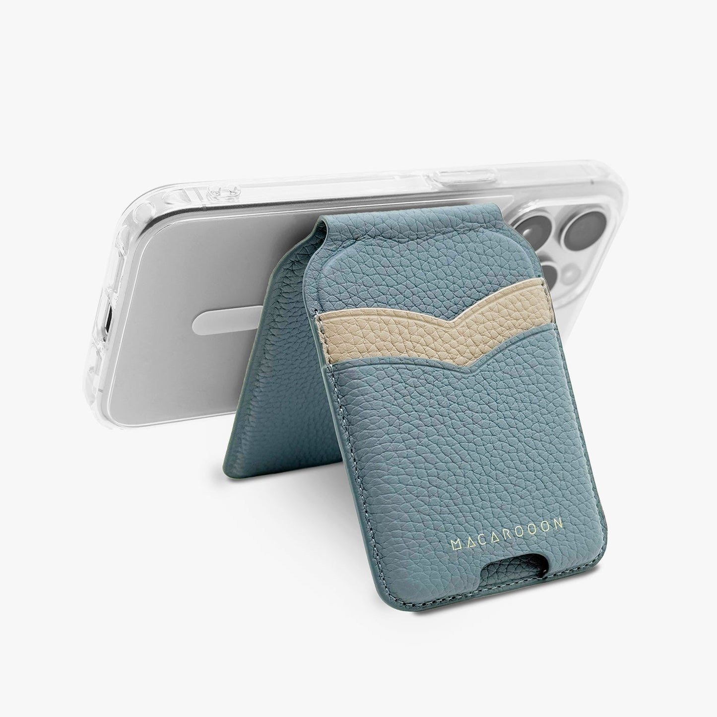 iPhone 17 Pro HD Clear Case + Leather MagSafe Wallet Stand with Mirror