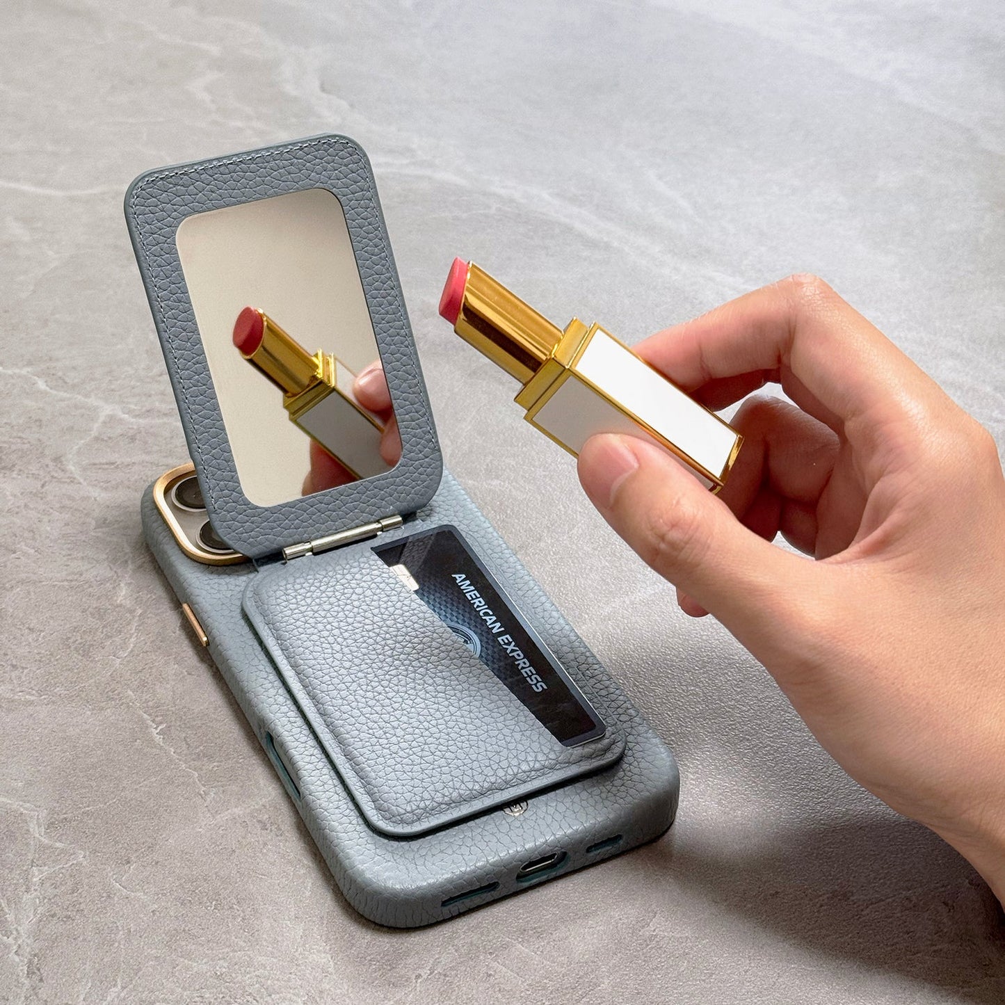 iPhone 17 Pro Leather MagSafe Case + Leather MagSafe Wallet Stand with Mirror