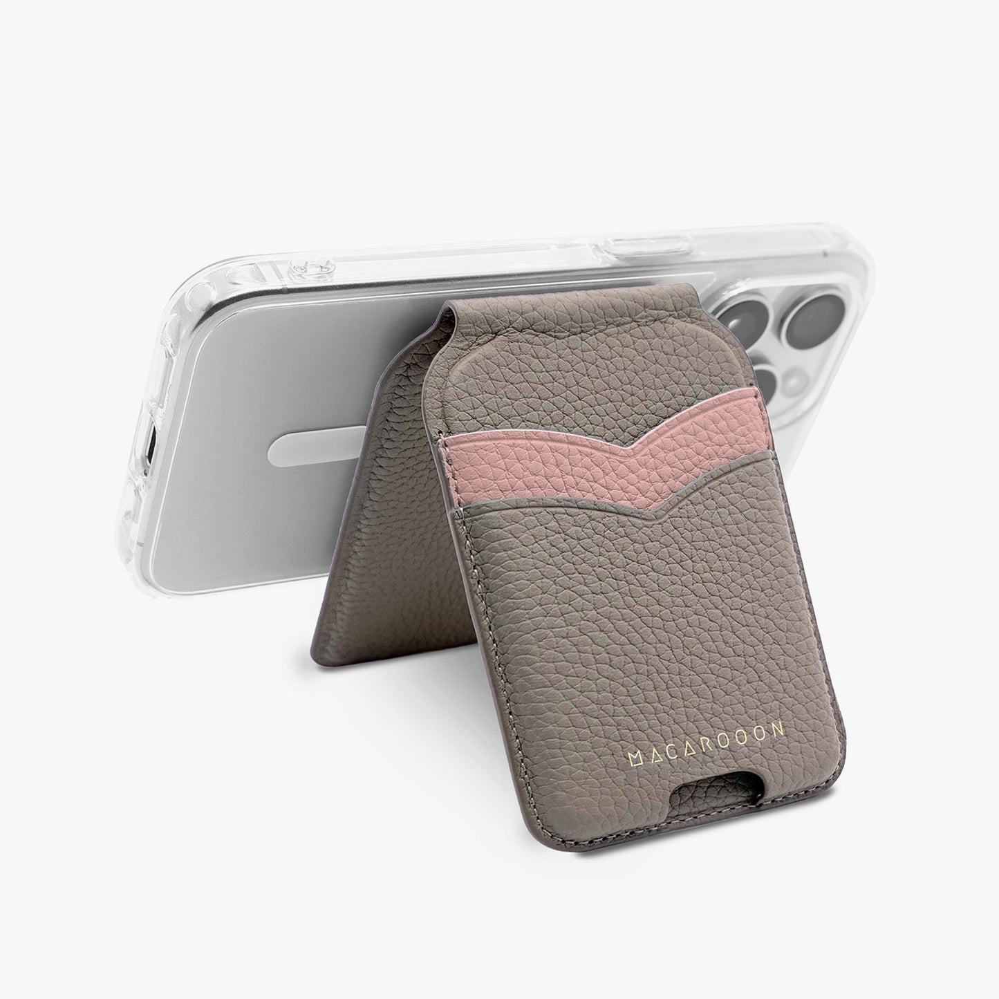 iPhone 17 Pro HD Clear Case + Leather MagSafe Wallet Stand with Mirror