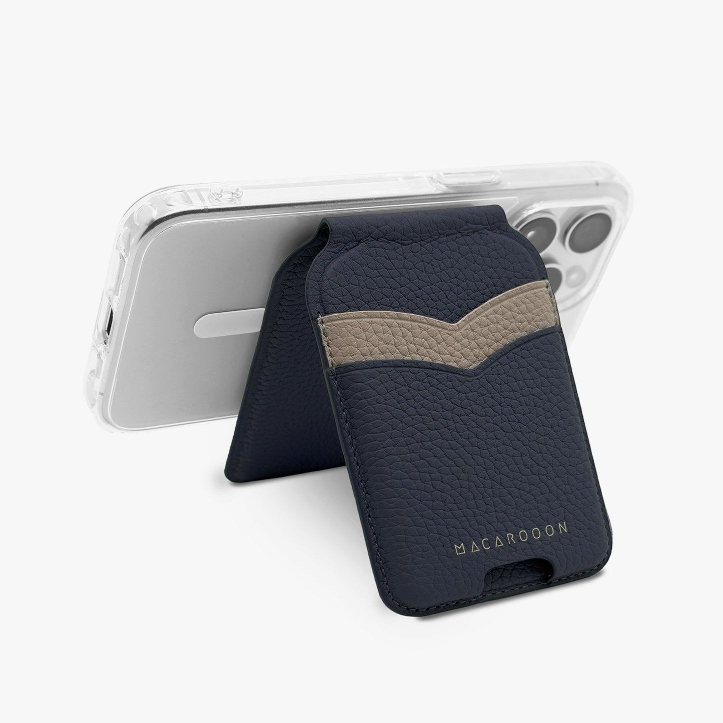 iPhone 17 Pro HD Clear Case + Leather MagSafe Wallet Stand with Mirror