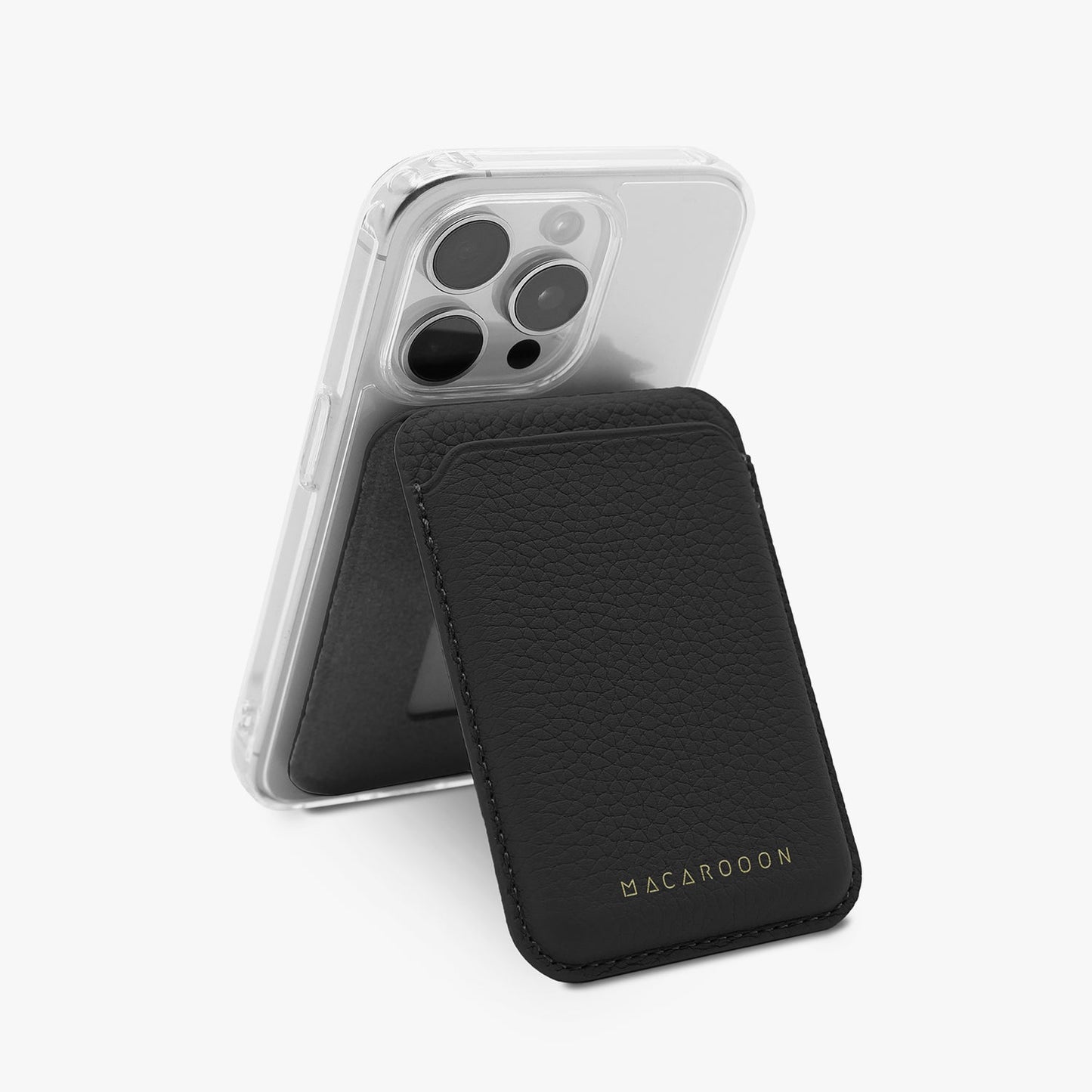 iPhone 17 Pro HD Clear Case + Leather MagSafe Wallet with Stand