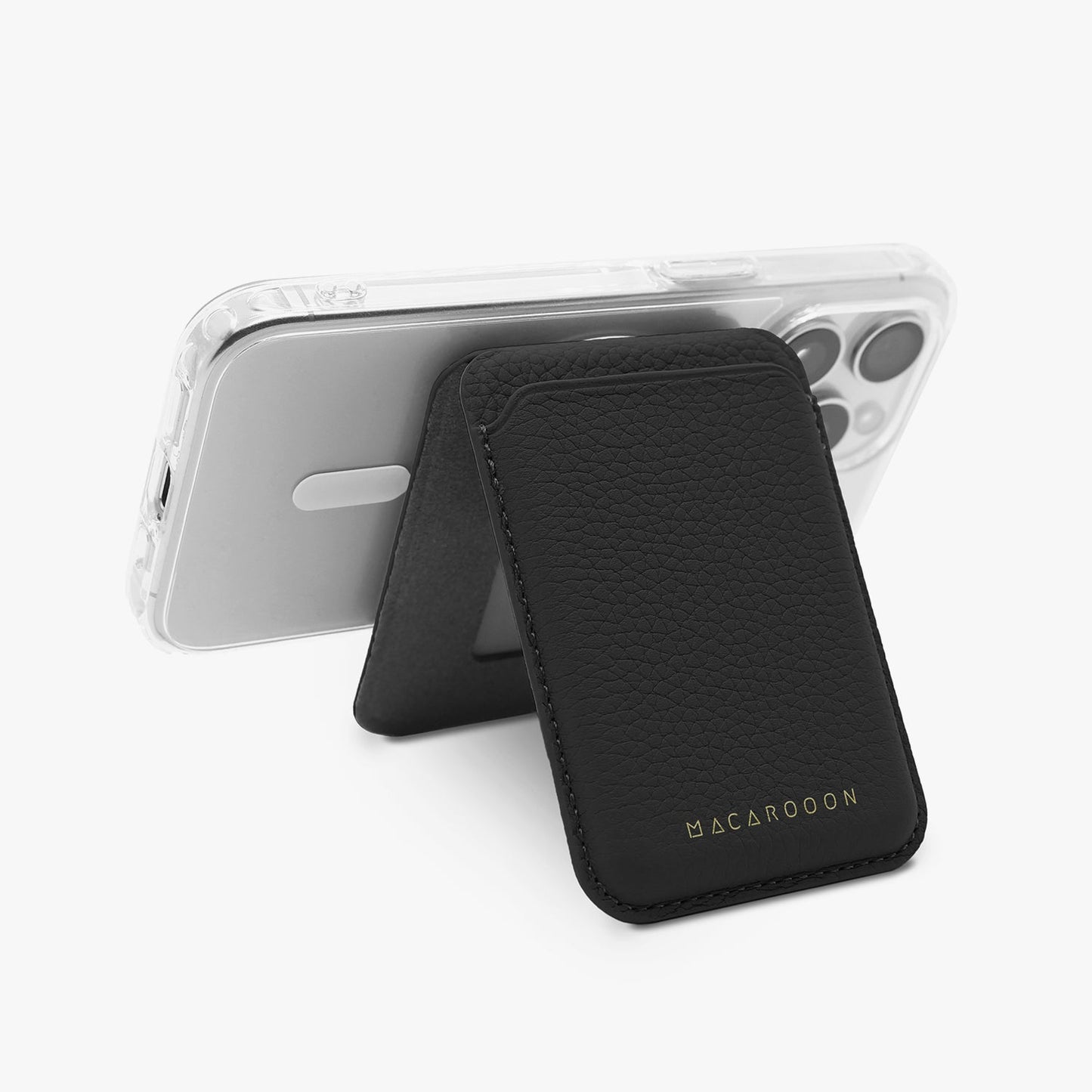 iPhone 17 Pro HD Clear Case + Leather MagSafe Wallet with Stand