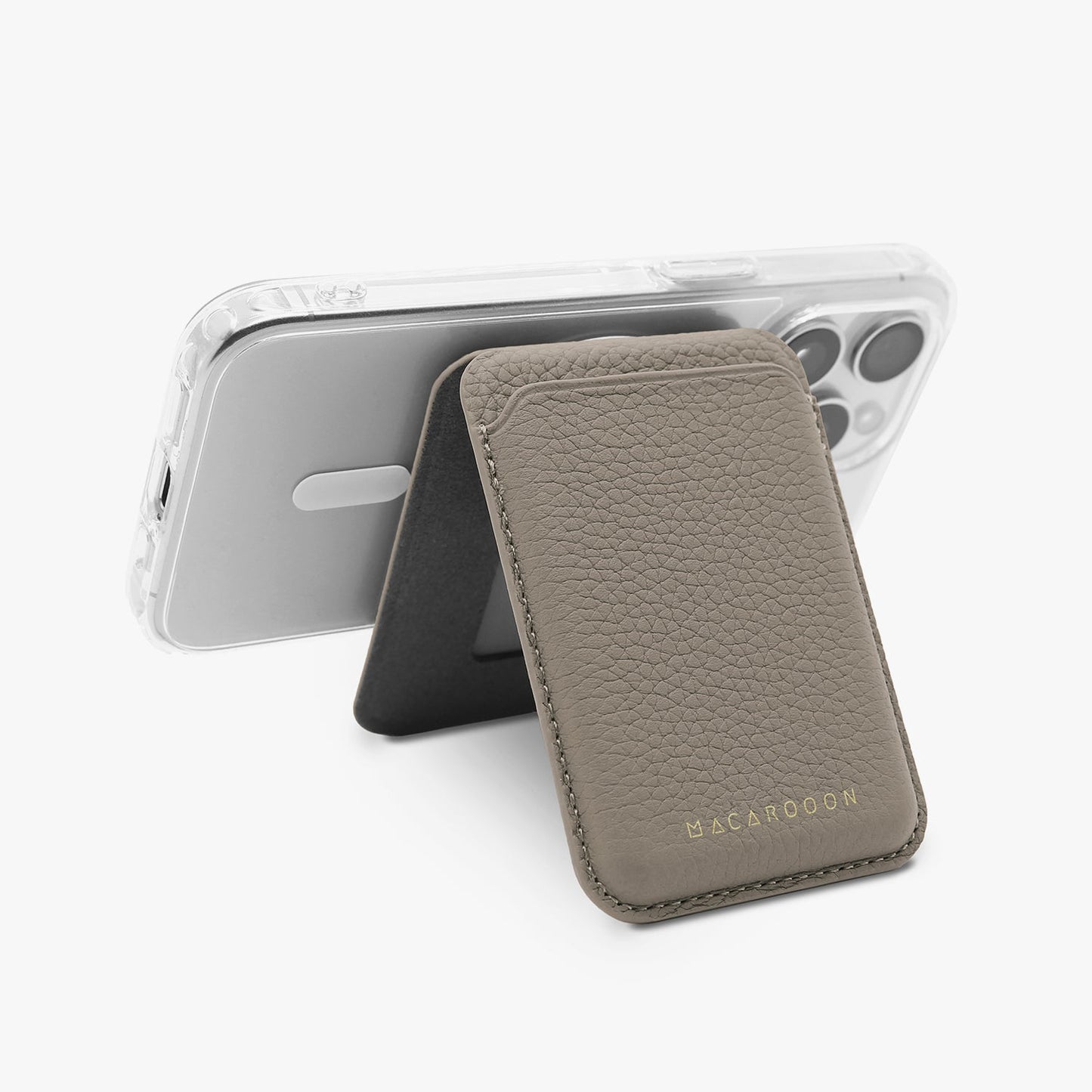 iPhone 17 Pro HD Clear Case + Leather MagSafe Wallet with Stand