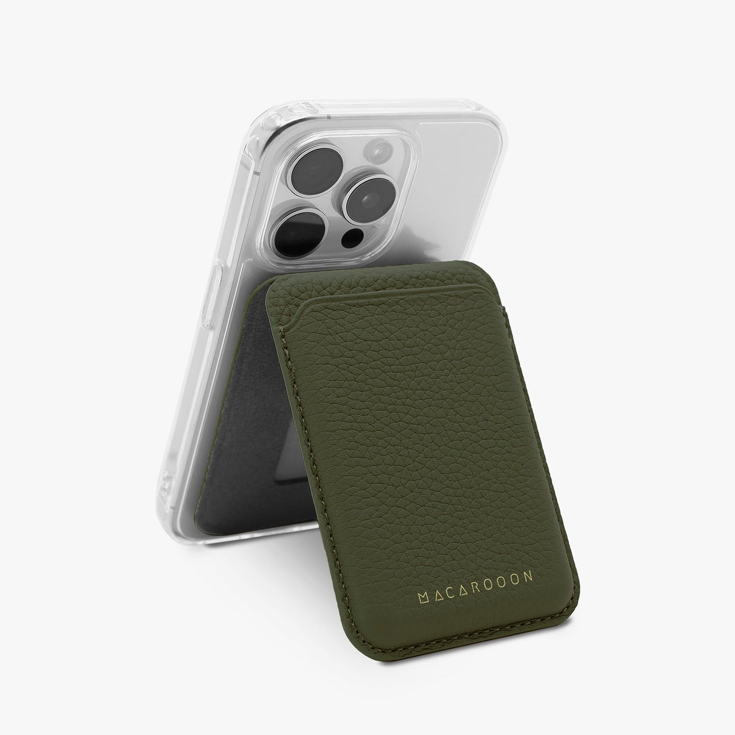 iPhone 17 Pro HD Clear Case + Leather MagSafe Wallet with Stand