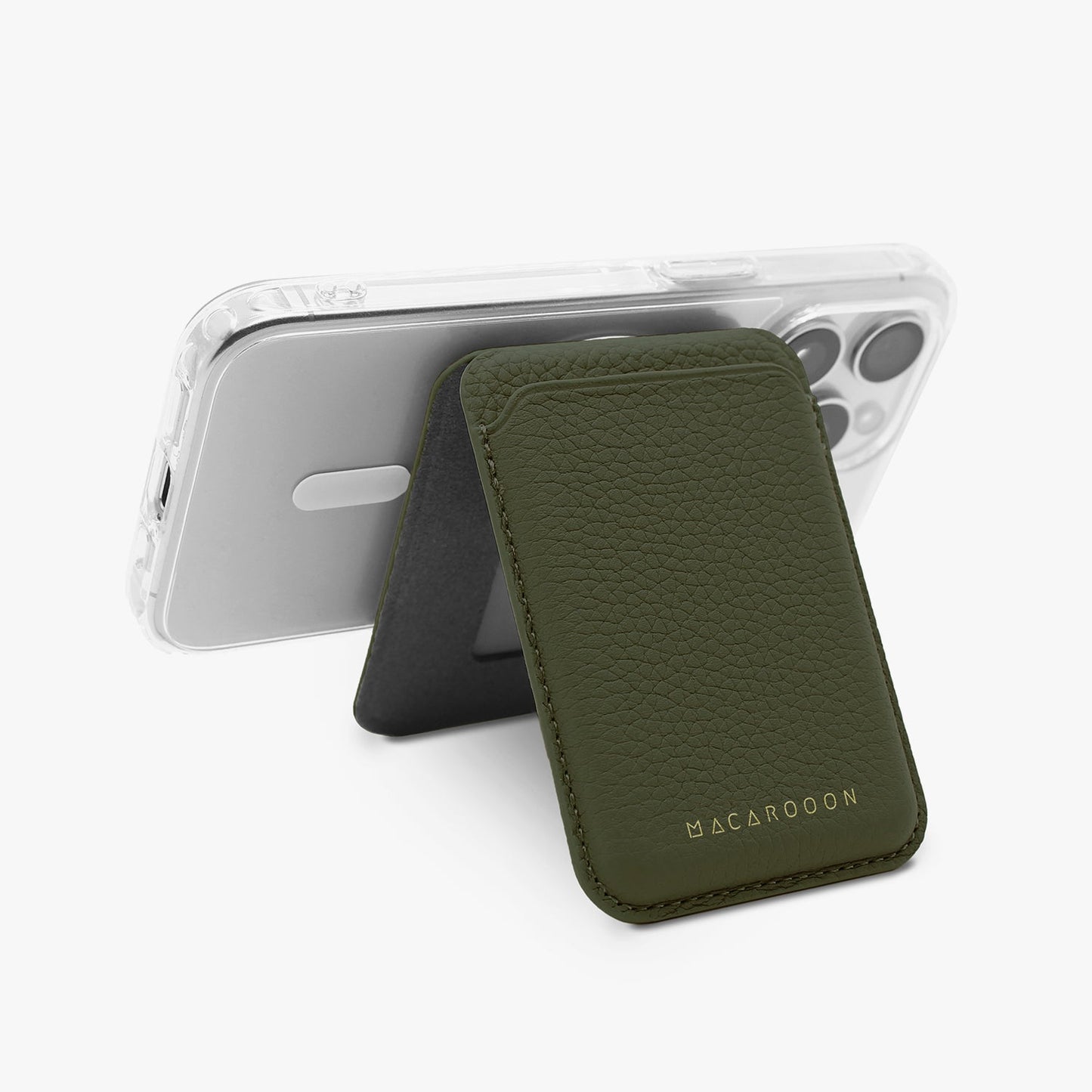 iPhone 17 Pro HD Clear Case + Leather MagSafe Wallet with Stand