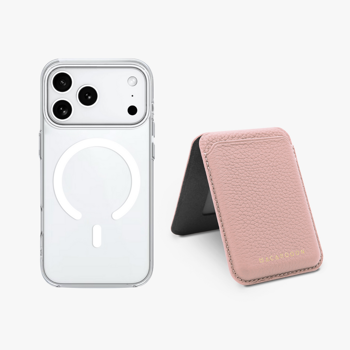 iPhone 17 Pro HD Clear Case + Leather MagSafe Wallet with Stand