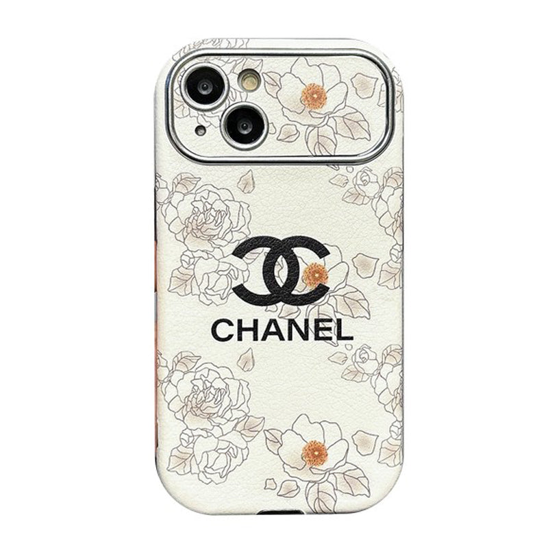 CC White & Brown Color Leather iPhone Case