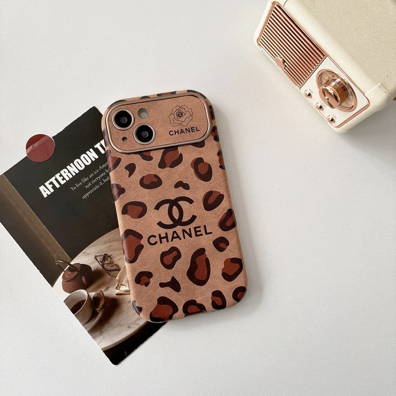CC Brown Color Leather iPhone Case