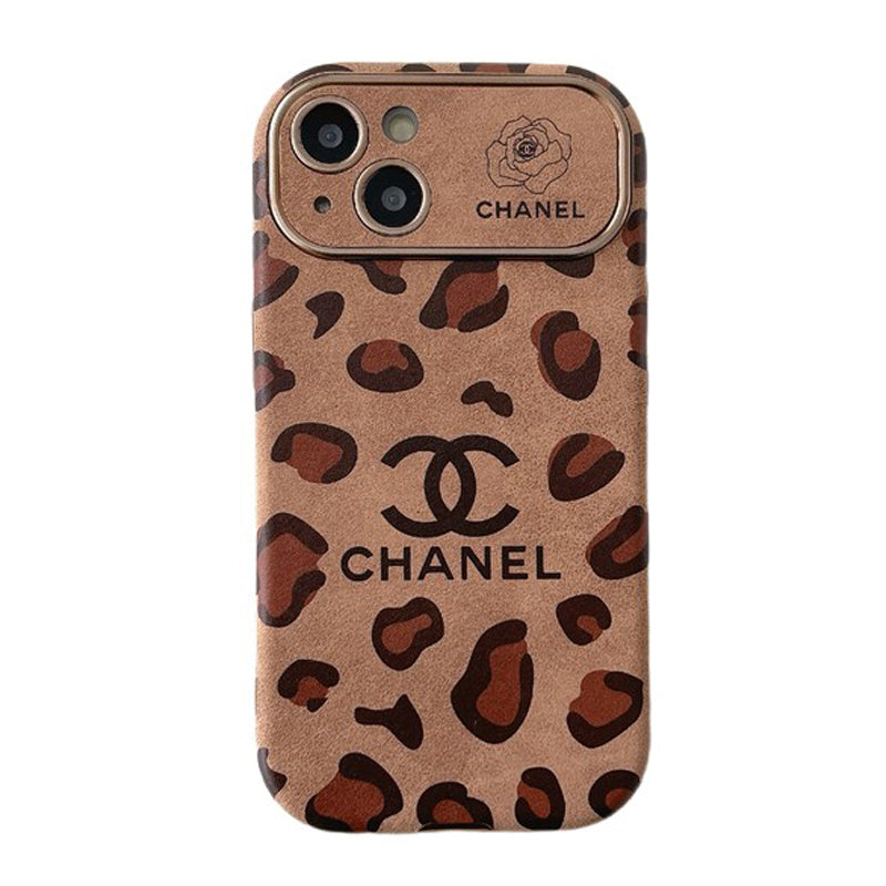 CC Brown Color Leather iPhone Case