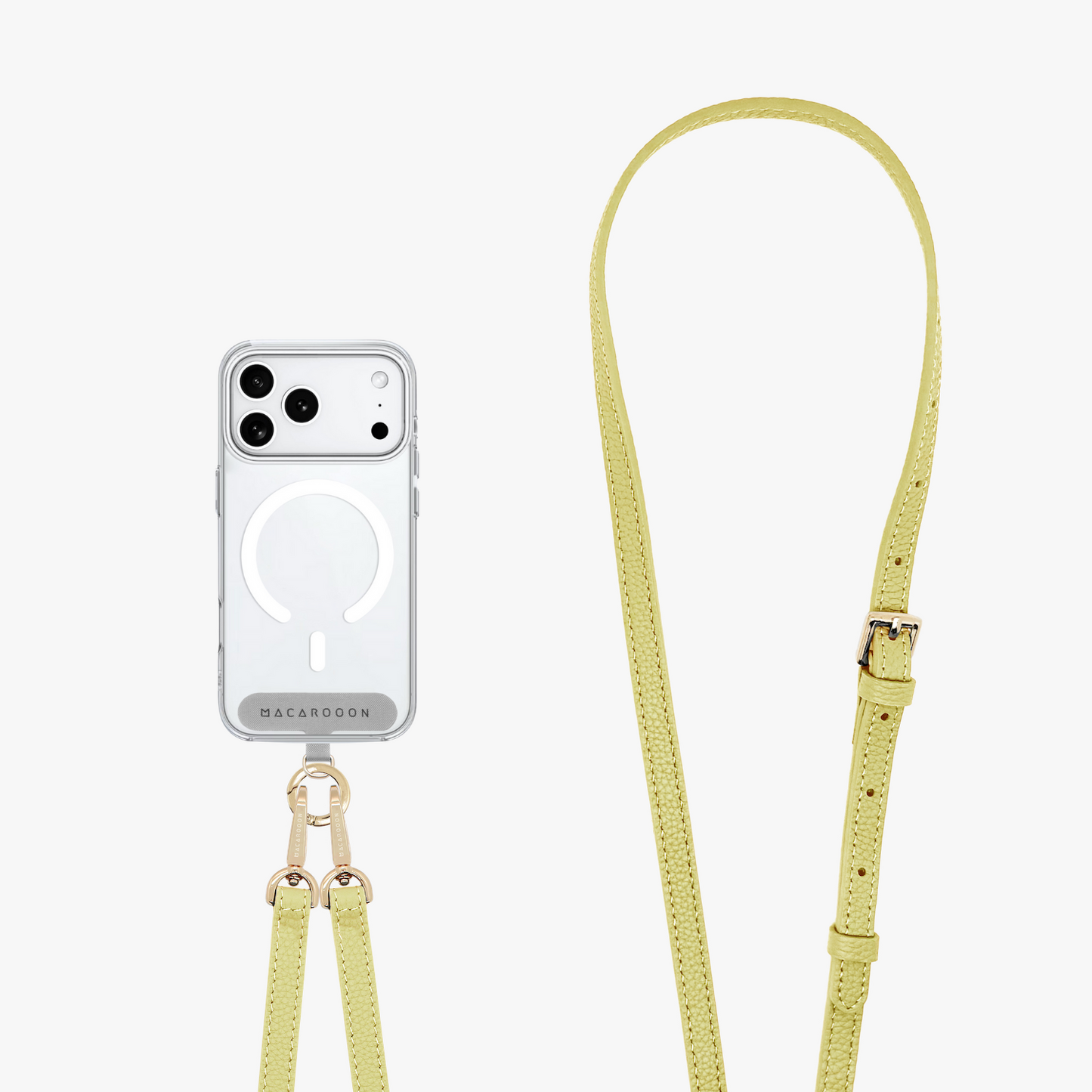 iPhone 17 Pro Clear Case with Crossbody Leather Strap