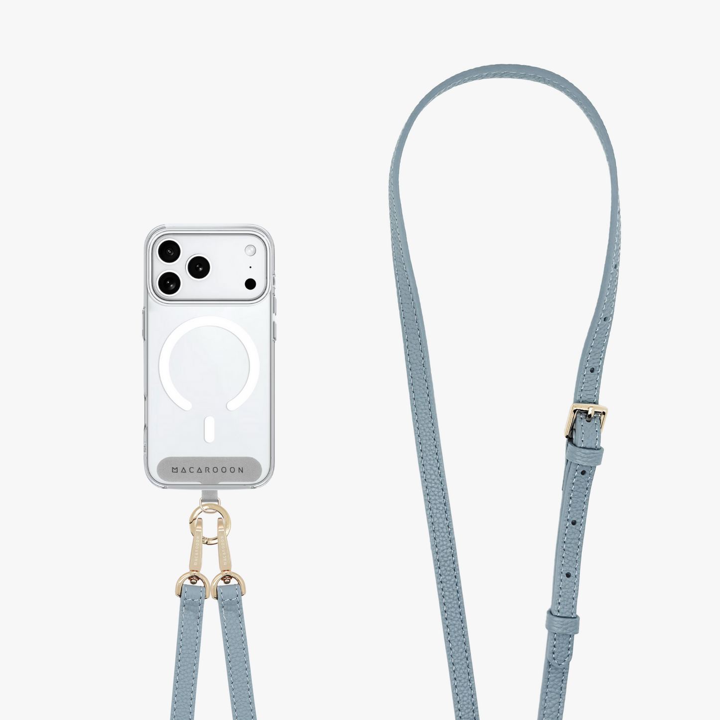 iPhone 17 Pro Clear Case with Crossbody Leather Strap