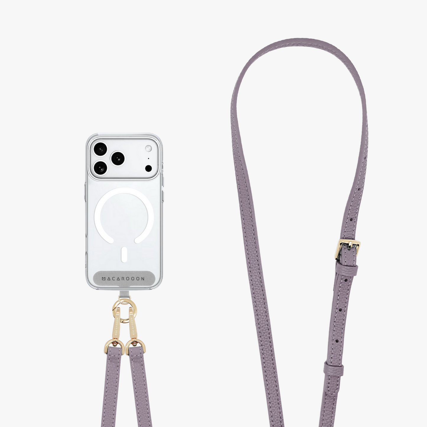 iPhone 17 Pro Clear Case with Crossbody Leather Strap