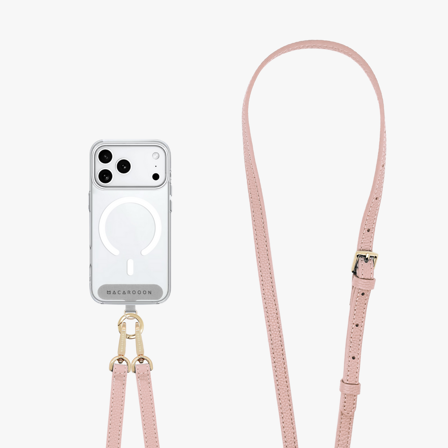 iPhone 17 Pro Clear Case with Crossbody Leather Strap