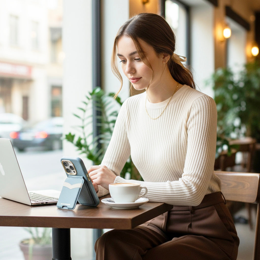 iPhone 17 Pro Leather MagSafe Case + Leather MagSafe Wallet Stand with Mirror