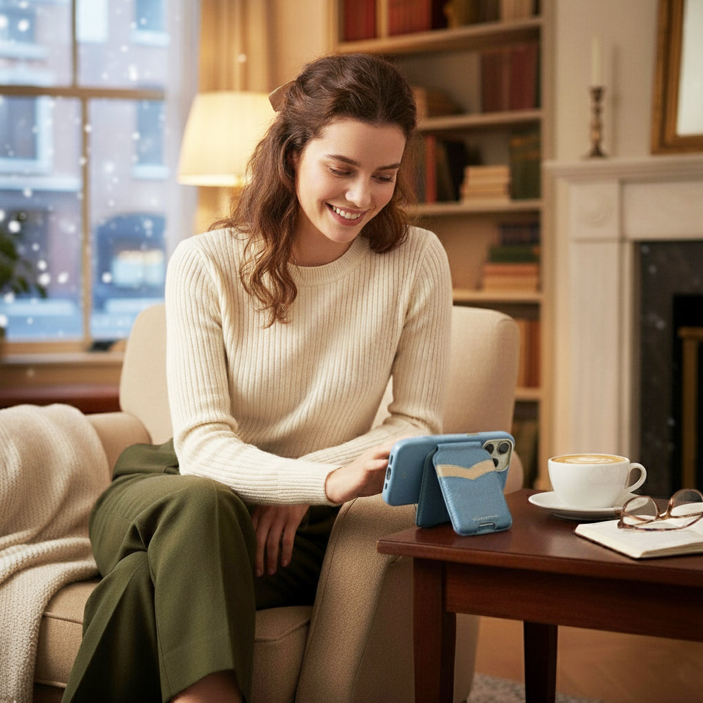 iPhone 17 Pro Leather MagSafe Case + Leather MagSafe Wallet Stand with Mirror